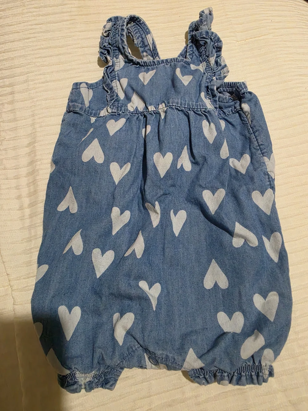 Carter's Blue Denim Heart Print Romper Size 6m